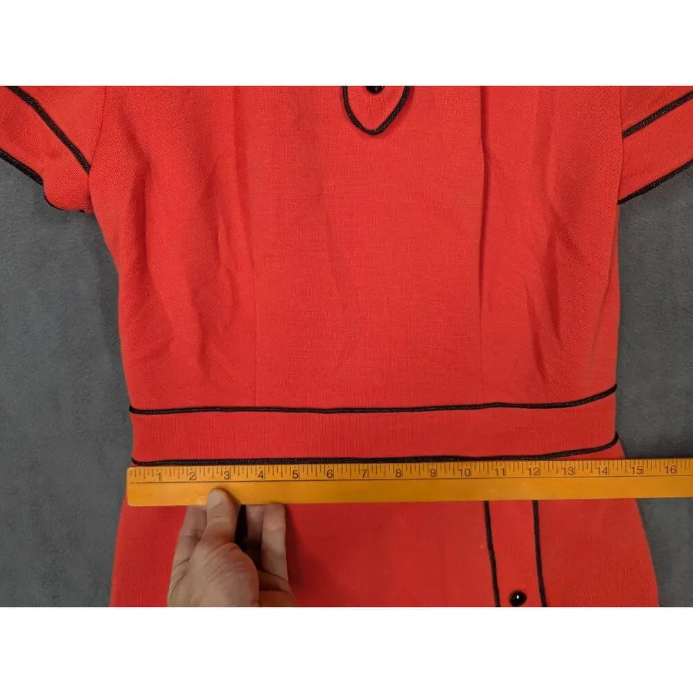 Handmade Dress XS Red 60s 70s Vintage Lined Layered Buttons - Picture 6 of 11